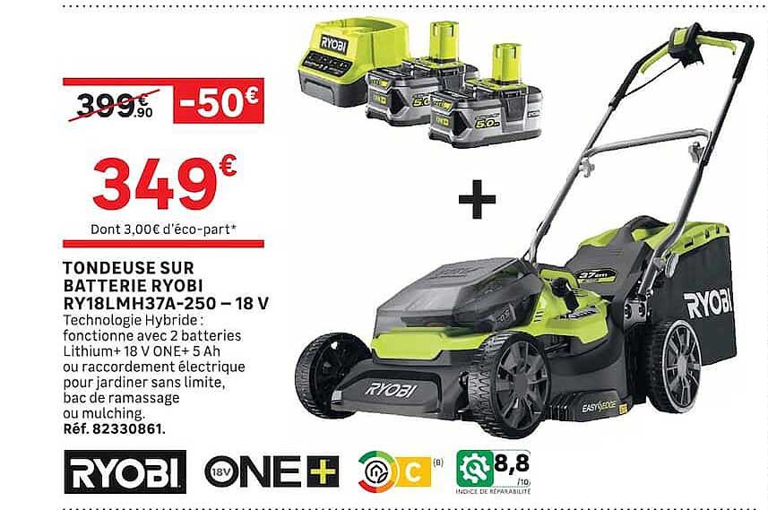 TONDEUSE SUR BATTERIE RYOBI RY18LMH37A-250 – 18 V
