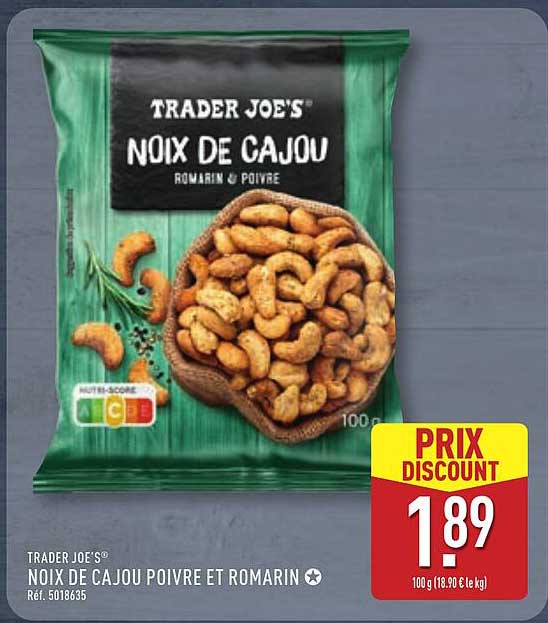 TRADER JOE'S® NOIX DE CAJOU POIVRE ET ROMARIN