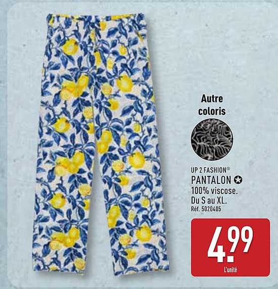 UP 2 FASHION® PANTALON 100% viscose. Du S au XL. Réf. 5020405
