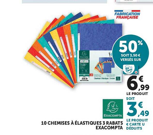 10 CHEMISES À ÉLASTIQUES 3 RABATS EXACOMPTA