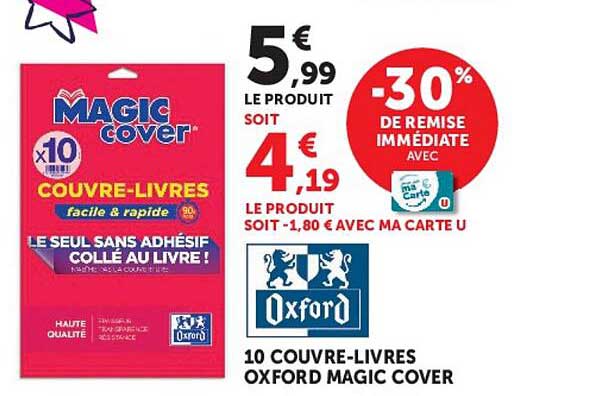 10 COUVRE-LIVRES OXFORD MAGIC COVER