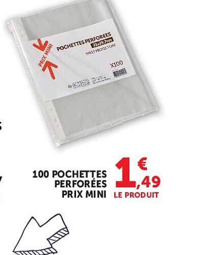 100 POCHETTES PERFORÉES PRIX MINI