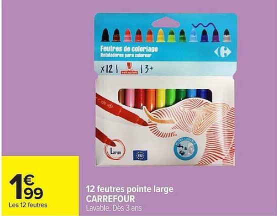 12 feutres pointe large CARREFOUR