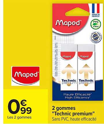 2 gommes "Technic premium" Sans PVC, haute efficacité