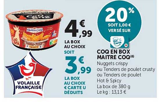 20% SOIT 1,00 € VERSÉ SUR COQ EN BOX MAITRE COQ