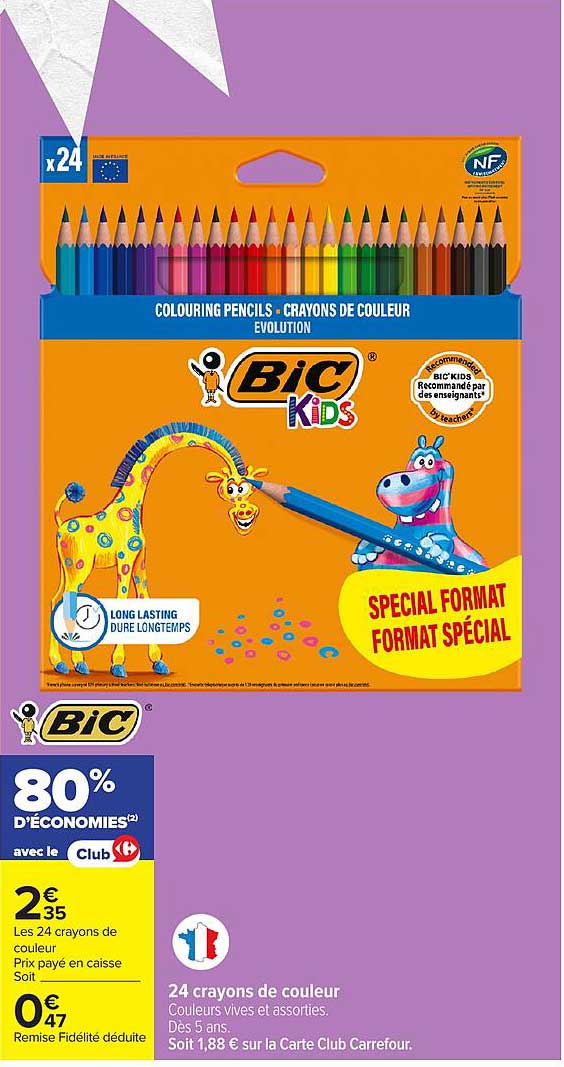 24 crayons de couleur
