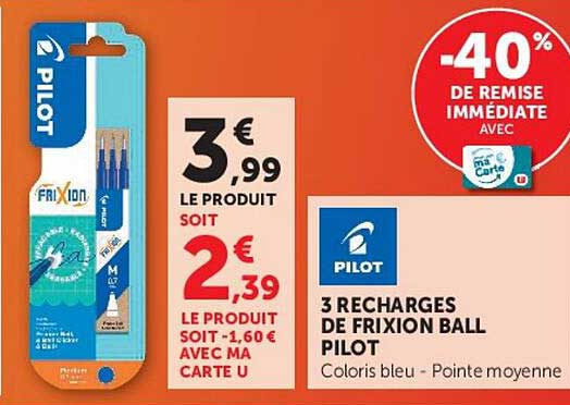 3 RECHARGES DE FRIXION BALL PILOT