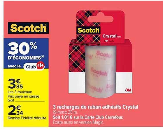 3 recharges de ruban adhésifs Crystal