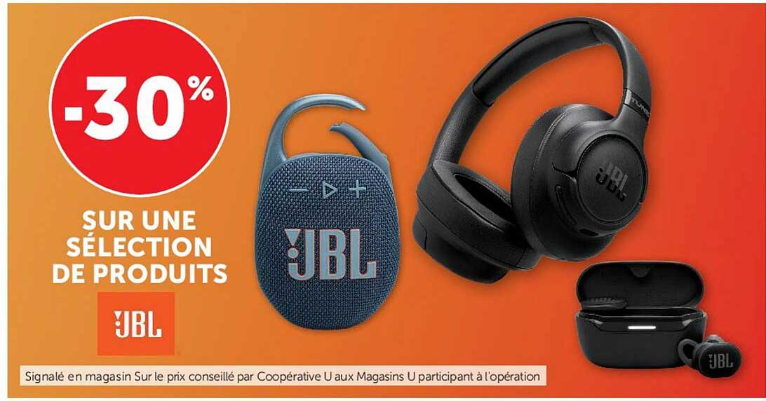 -30% SUR UNE SÉLECTION DE PRODUITS JBL