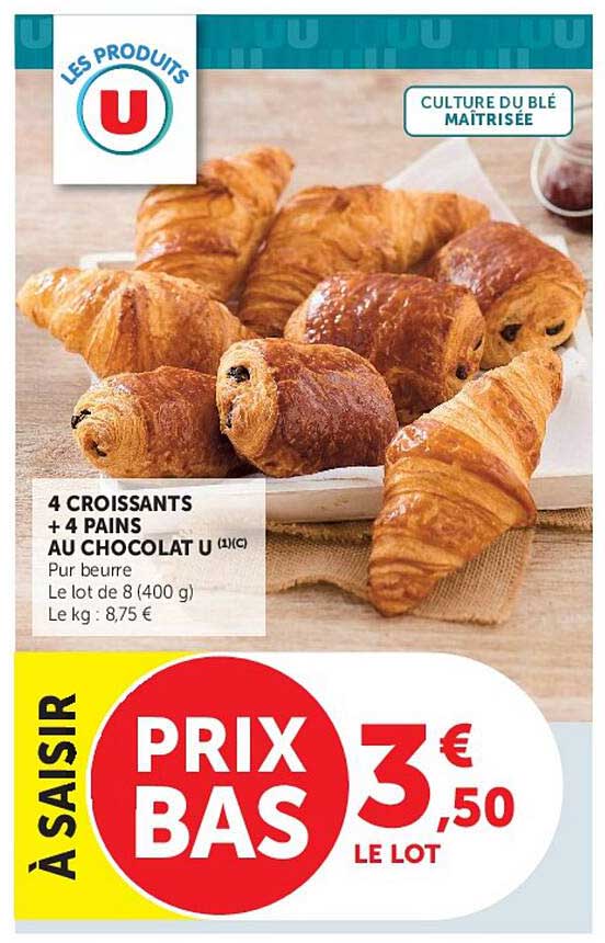 4 CROISSANTS + 4 PAINS AU CHOCOLAT U