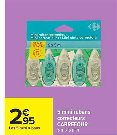 5 mini rubans correcteurs CARREFOUR 5 m x 5 mm