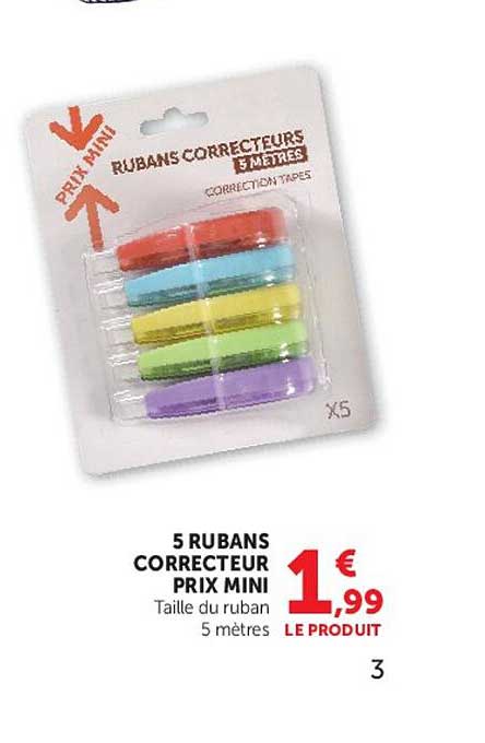 5 RUBANS CORRECTEUR PRIX MINI