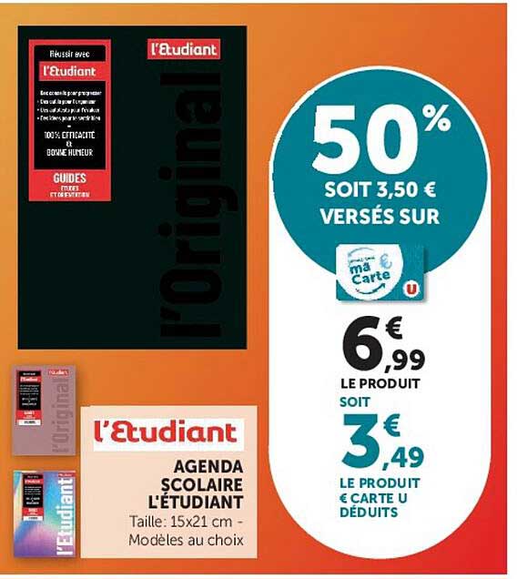 50% SOIT 3,50 € VERSÉS SUR ma Carte U