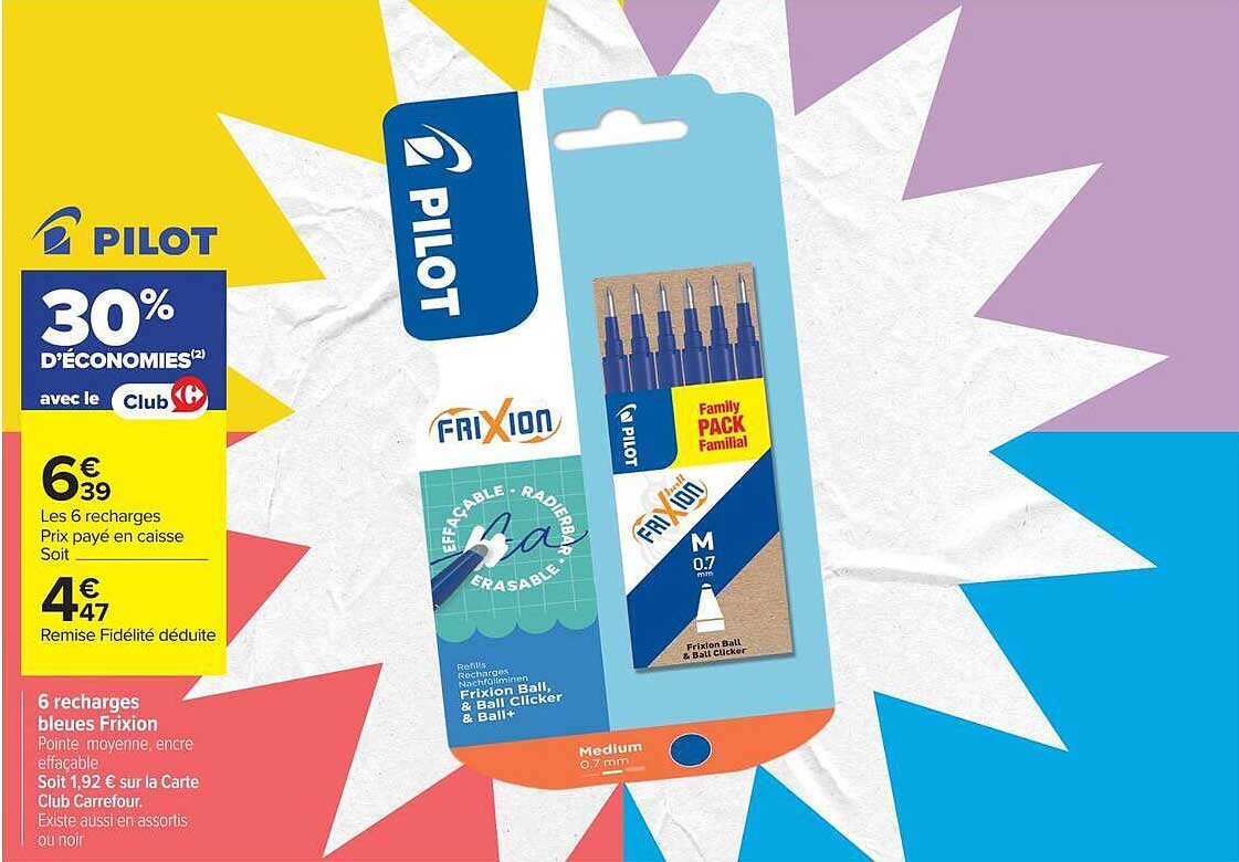 6 recharges bleues FriXion
