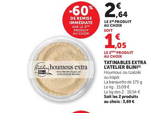-60% de remise immédiate sur le 2ème produit au choix