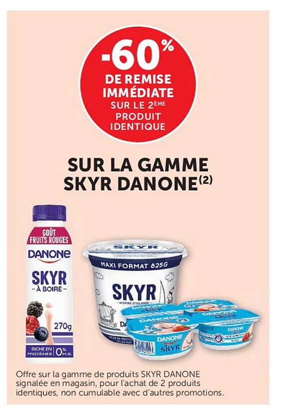 -60% DE REMISE IMMEDIATE SUR LE 2ÈME PRODUIT IDENTIQUE SUR LA GAMME SKYR DANONE(2)