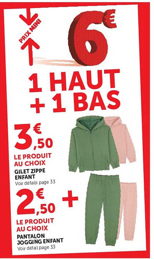6€ 1 HAUT + 1 BAS