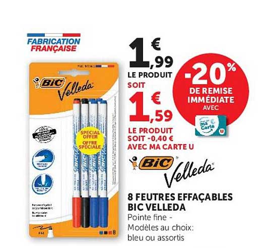 8 feutres effaçables BIC Velleda