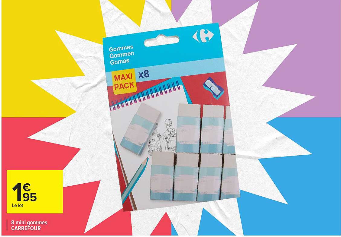 8 mini gommes CARREFOUR