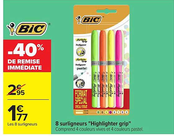 8 surligneurs "Highlighter grip"