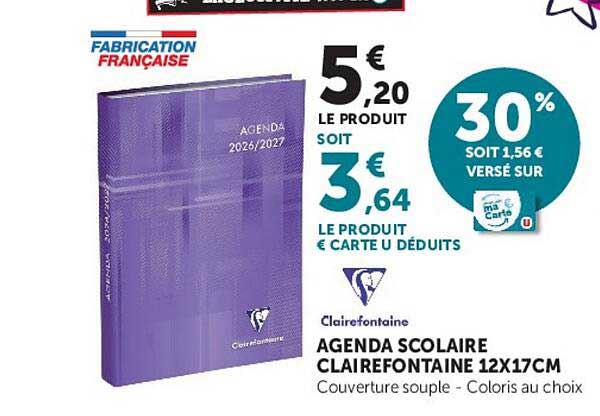 AGENDA SCOLAIRE CLAIREFONTAINE 12X17CM
