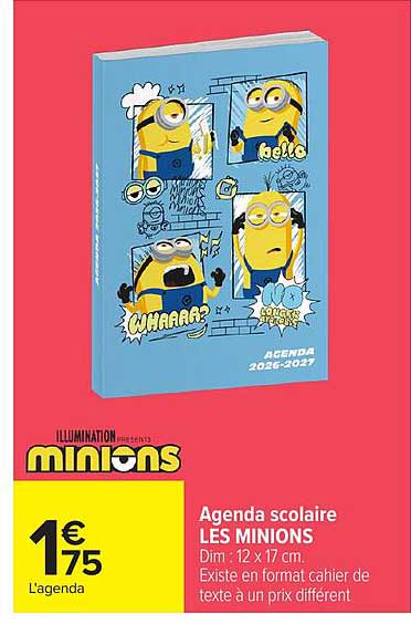 Agenda scolaire LES MINIONS