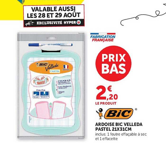 ARDOISE BIC VELLEDA PASTEL 21X31CM