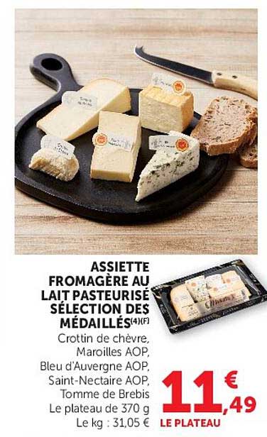 ASSIETTE FROMAGÈRE AU LAIT PASTEURISÉ SÉLECTION DES MÉDAILLÉS(4)(F)