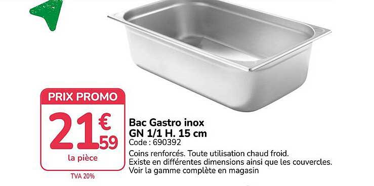 Bac Gastro inox GN 1/1 H. 15 cm