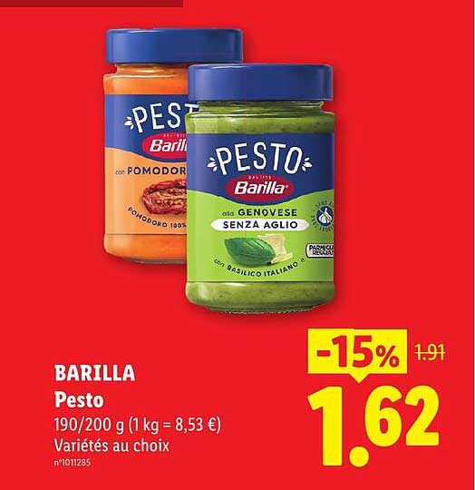 BARILLA Pesto 190/200 g (1 kg = 8,53 €) Variétés au choix