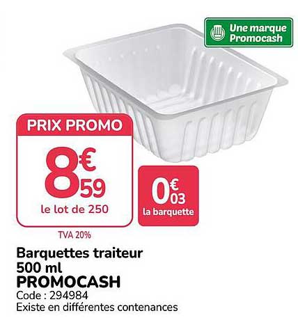Barquettes traiteur 500 ml PROMOCASH