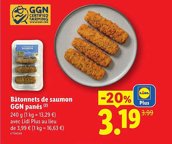 Bâtonnets de saumon GGN panés