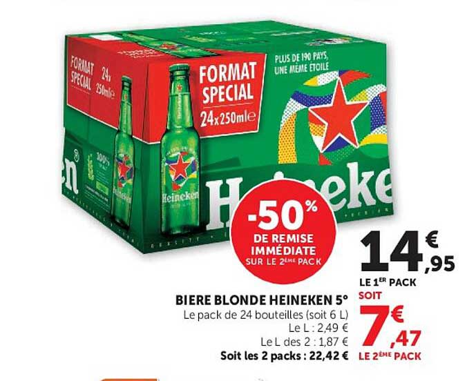 BIERE BLONDE HEINEKEN 5°