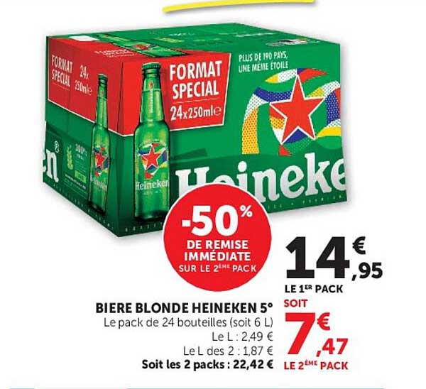 BIERE BLONDE HEINEKEN 5°