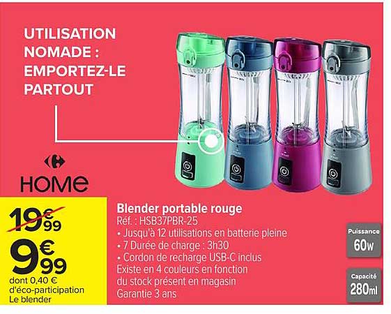 Blender portable rouge