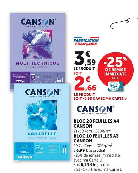 BLOC 20 FEUILLES A4 CANSON
