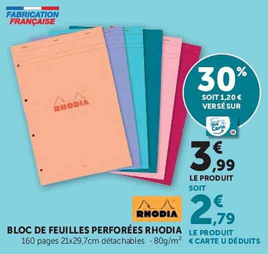 BLOC DE FEUILLES PERFORÉES RHODIA