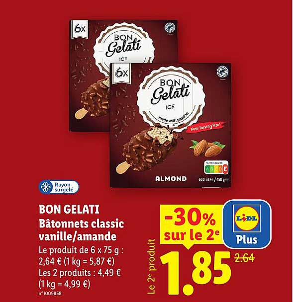 BON GELATI Bâtonnets classic vanille/amande