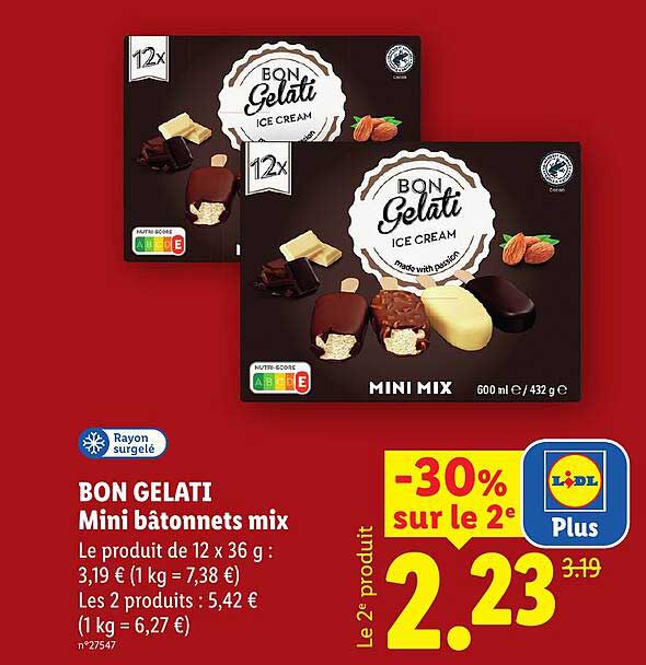 BON GELATI Mini bâtonnets mix