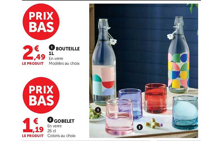 BOUTEILLE 1L En verre Modèles au choix