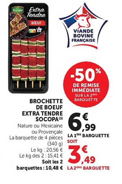 BROCHETTE DE BOEUF EXTRA TENDRE SOCOPA