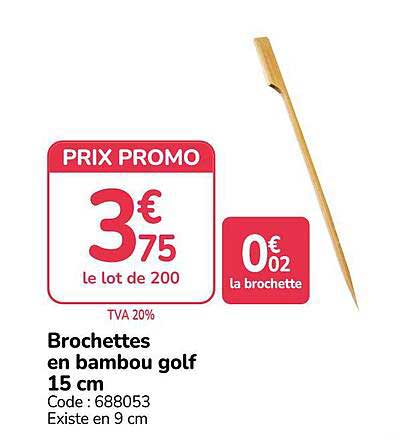 Brochettes en bambou golf 15 cm