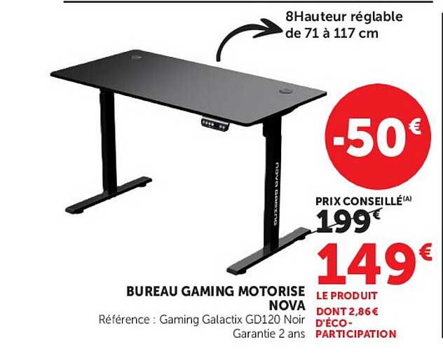 BUREAU GAMING MOTORISE NOVA