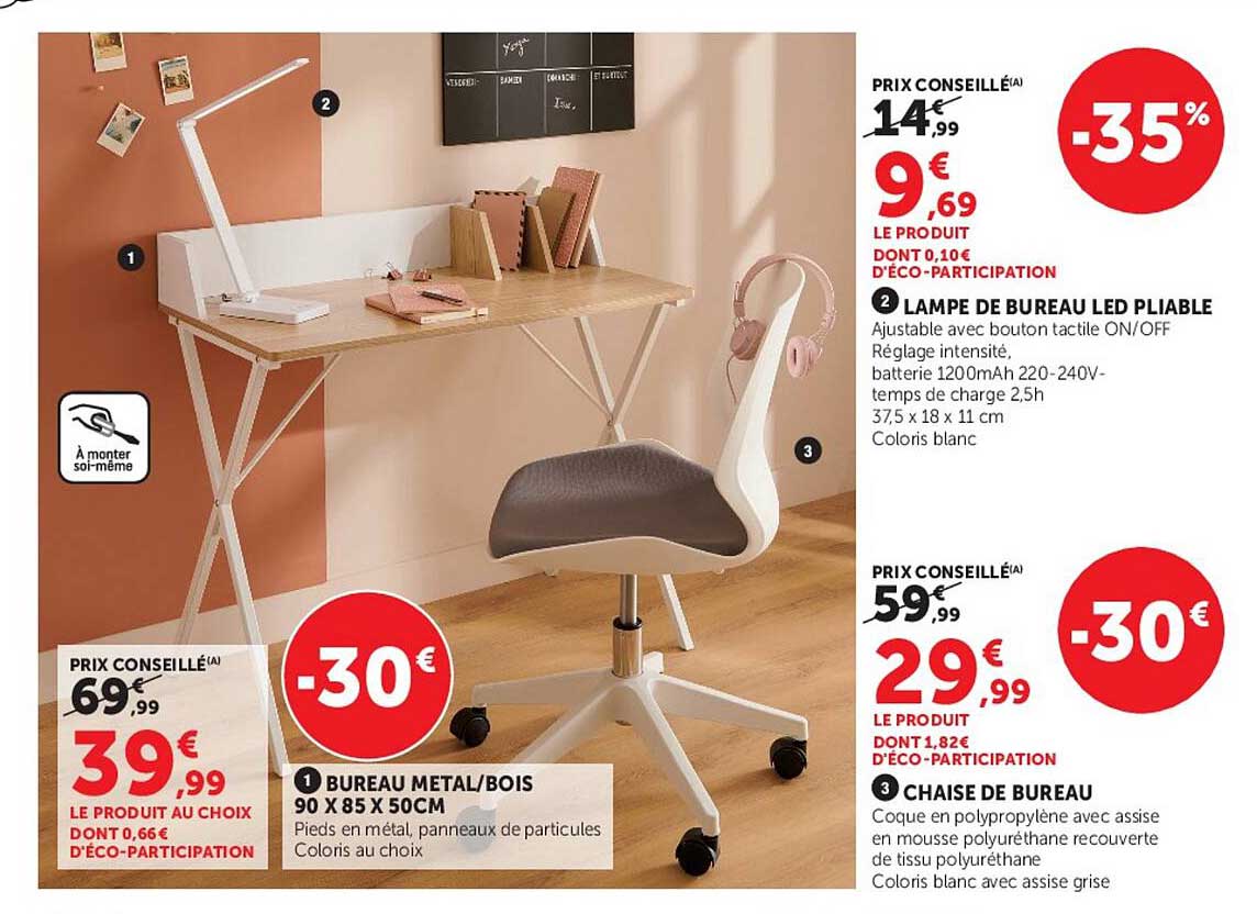 BUREAU METAL/BOIS 90 X 85 X 50CM