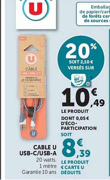 CABLE U USB-C/USB-A