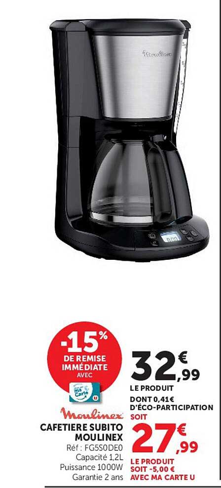 CAFETIERE SUBITO MOULINEX