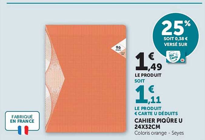 CAHIER PIQÛRE U 24X32CM