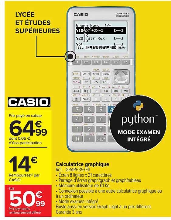 Calculatrice graphique CASIO GRAPH 35+E II
