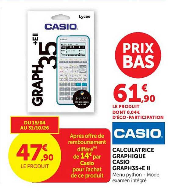CALCULATRICE GRAPHIQUE CASIO GRAPH35+E II