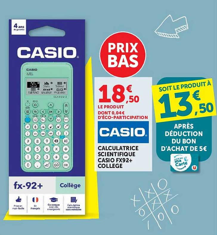 CALCULATRICE SCIENTIFIQUE CASIO FX92+ COLLEGE